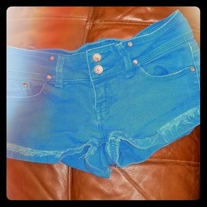 AlmostFamous bright blue frayed cuff shortshorts